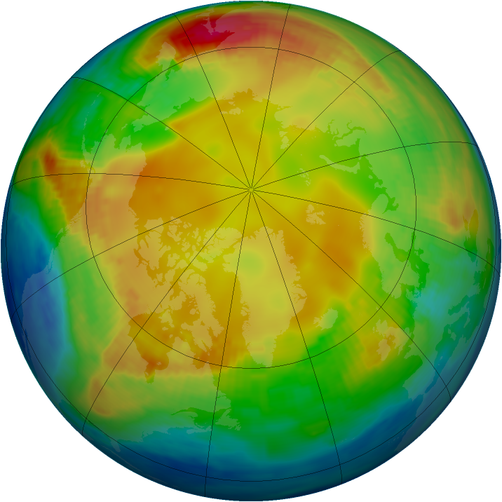 Arctic ozone map for 25 January 1988